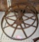 PAIR OF PRIMITIVE IRON FARM IMPLEMENT WHEELS - LOCAL PICKUP ONLY
