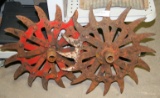 PAIR OF IRON FARM IMPLEMENT COULTER BLADES