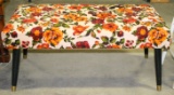 MID-CENTURY STYLE FLORAL UPHOLSTERED BENCH - LOCAL PICKUP ONLY