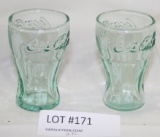 2 MINIATURE GLASS COCA-COLA GLASSES GLASSES