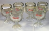 6 HEAVY GLASS COORS STEMMED BEER GLASSES