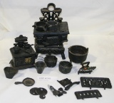 SALESMAN SAMPLE CAST IRON STOVES AND ACCESSORIES
