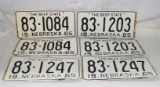 3 MATCHING SETS 1965 GARFIELD CO. NEBR. LICENSE PLATES - 3 TIMES MONEY