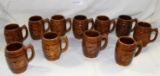 11 BROWN STONEWARE BLATZ BEER MUGS