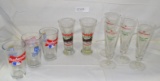 9 ASSORTED GLASS BUDWEISER DRINKING GLASSES