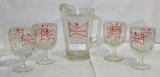 5-PC. GLASS BUDWEISER PITCHER & GOBLET SET