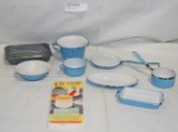 FLAT BOX OF ASSORTED MINIATURE ENAMELWARE DISHES