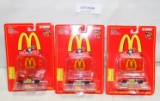 3 RACING CHAMPION 1/64 DIECAST MCDONALD'S CARS W/PACKAGES