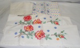 FLAT BOX OF ASSORTED LINENS AND EMBROIDERY FABRIC