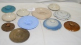 FLAT BOX OF ASSORTED STONEWARE LIDS