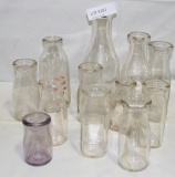 12 ASSORTED GLASS MILK BOTTLES