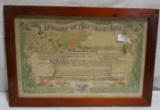 COPYRIGHT 1929 FRAMED DOMAIN OF NEPTUNUS REX CERTIFICATE