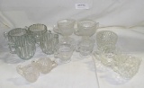 FLAT BOX OF ASSORTED CLEAR GLASS CREAM & SUGARS