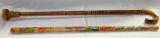 CARVED & PAINTED WOODEN CANE AND WALKING STICK