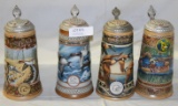 1987, 88, 90, 91 DUCKS UNLIMITED LIDDED STEINS - 4 TIMES MONEY