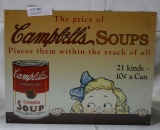 SINGLE-SIDED TIN CAMPBELL'S SOUPS SIGN