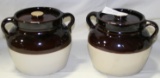 2 RED WING STONEWARE LIDDED BEAN POTS W/HANDLES - 2 TIMES MONEY