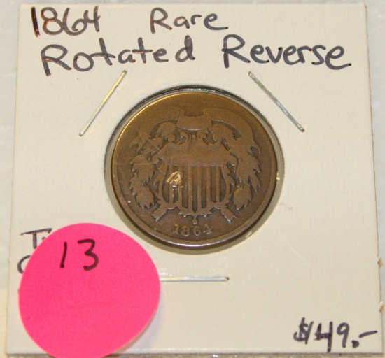 1864 U.S. TWO CENT W/ROTATED REVERSE