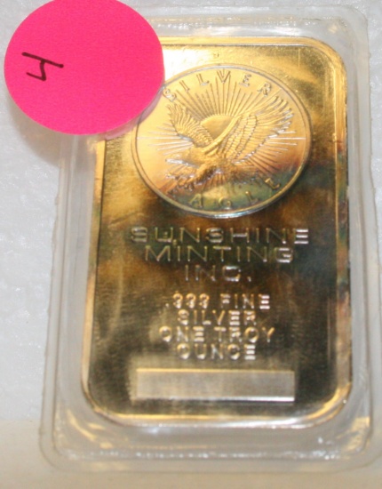 SUNSHINE MINTING 1 TROY OZ. SILVER BAR