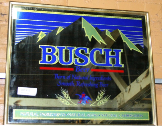 PLASTIC FRAMED BUSCH BEER MIRROR