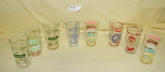 8 ASSORTED ADVERTISING MEASURING GLASSES