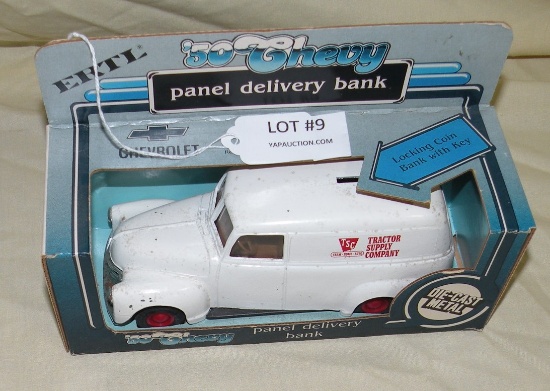 ERTL DIECAST 1/25 SCALE 1950 CHEVY DELIVERY BANK W/BOX - TRACTOR SUPPLY CO.