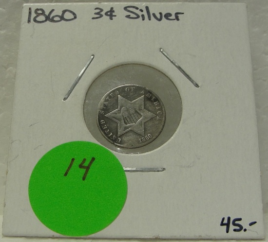1860 SILVER 3-CENT COIN