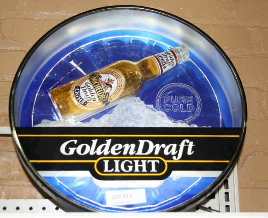 LIGHTED PLASTIC MICHELOB GOLDEN DRAFT LIGHT BEER SIGN