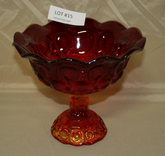 AMBERINA MOON & STARS GLASS COMPOTE