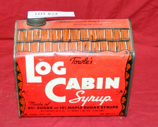 VTG. TOWLE'S LOG CABIN SYRUP 5-LB. TIN