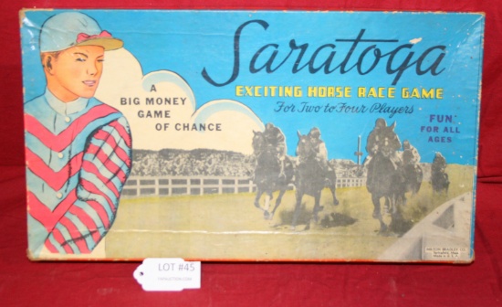 VINTAGE MILTON BRADLEY SARATOGA HORSE RACING GAME W/BOX