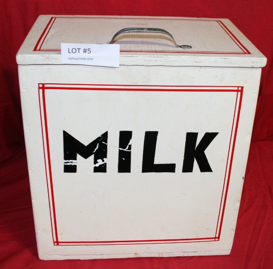 WOODEN DECORATED PORCH MILK BOX - LOCAL PICKUP ONLY