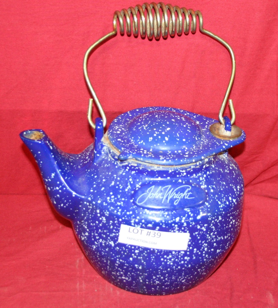 John Wright cast iron blue kettle Home Appliances Kettles