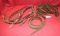 FLAT BOX OF ASSORTED LEATHER HORSE REINS, HEAD STALLS