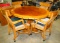 ROUND PEDESTAL WOOD DINING TABLE W/4 CAPTAIN'S CHAIRS - LOCAL PICKUP