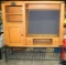 ENTERTAINMENT CENTER CABINET ON WROUGHT IRON STAND - LOCAL PICKUP ONLY