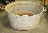 PAINTED GALVANIZED WASH TUB W/WOOD HANDLES - LOCAL PICKUP ONLY