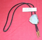 MEN'S BOLO TIE WITH POLISHED STONE SLIDE