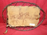 BARBED WIRE AND LEATHER WESTERN WALL DECORATION