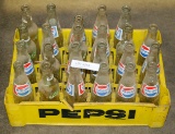 PLASTIC PEPSI CRATE W/23 ASSORTED SODA BOTTLES