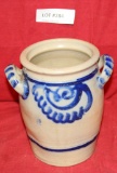 BLUE BAND DECORATED STONEWARE CANISTER - NO LID