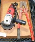 TOOL SHOP ELECTRIC GRINDER, PAIR OF BOLT CUTTERS