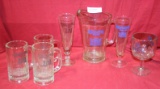 FLAT BOX OF OLYMPIA BEER GLASSES, PITCHER