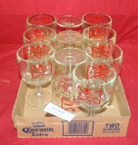 SET OF 10 VINTAGE GLASS BUDWEISER THUMBPRINT GOBLETS