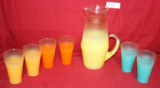 N.O.S. WEST VIRGINIA GLASS FROSTED 7-PC. JUICE SET W/BOX