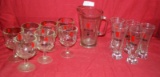 MICHELOB BEER GLASS PITCHER W/12 ASSORTED MICHELOB GLASSES