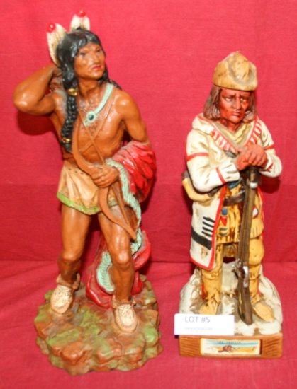 NATIVE AMERICAN STATUE, THE TRAPPER WHISKEY DECANTER