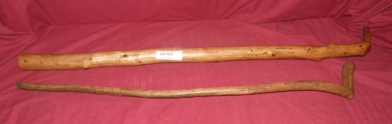 2 WOODEN WALKING STICKS