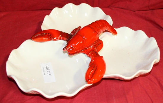 METLOX MFG. LOBSTER THEMED CERAMIC SERVING DISH