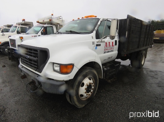 2000 Ford F650XL Super Duty Flatbed Dump Truck,